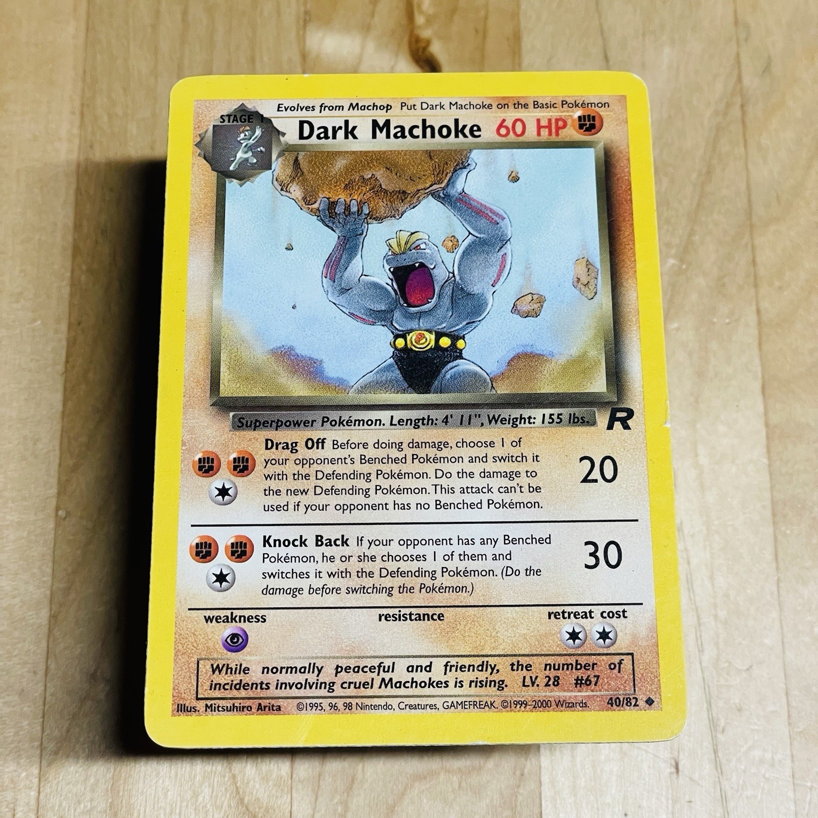 2000 Dark Machoke 40/82 Team Rocket Uncommon English Nintendo Pokémon WotC Card