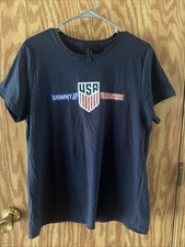 Women’s Lg USA Soccer USMNT Navy T-shirt 100% Cotton