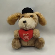 Vintage Wallace Berrie & Co. Dog Plush 1981 Sent With Love Valentines Puppy 6"