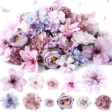 80 Pcs Assorted Fake Flower Heads Mini Artificial Flower Heads Bulk Silk Faux...