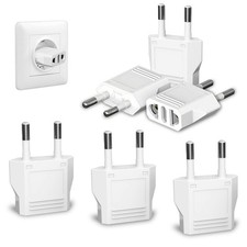 6 Pack European Travel Plug Adapter, US to Europe Type C- 6 White