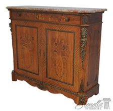 L68955: COLOMBO Italian Marble Top Louis XV Style Marquetry Inlaid Commode
