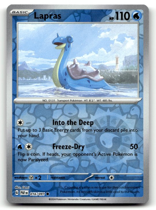 Lapras 016/091 Reverse Holo Common SV: Paldean Fates LP