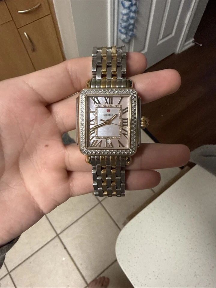 Michele Deco Madison Pink Mother of Pearl Womens Watch, Model: mww06t000266 - Image 3 of 4