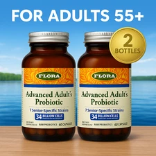 [2 Bottles] Flora Advanced Adult 55+ Senior Probiotic Gut Health 60 Capsules ea