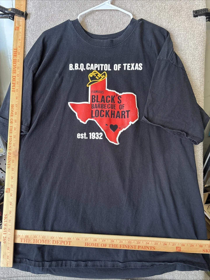 Camiseta Barbacoa Negros Hombres Talla XXL Negra Lockhart Texas Barbacoa Foto 2 de 4