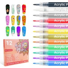 LKE 12 Colors Nail Art Pens Set, Nail Polish Pens for Drawing, Dotting  Liner...