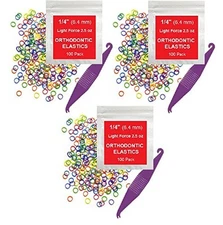 1/4 Inch Orthodontic Elastic Rubber Bands, 300 Pack, Neon, Light 2.5 Ounce Small