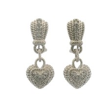 Judith Ripka CZ Heart Cluster Sterling Silver Earrings Omega