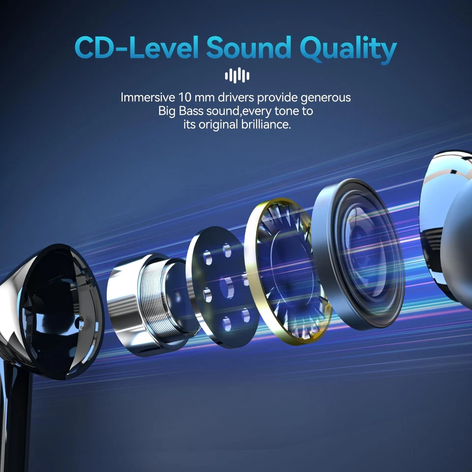 Auriculares inalámbricos N-Lite Clear Talk Bluetooth 5.3, IPX8 impermeables... Foto 2 de 4