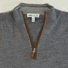 Peter Millar Crown Soft 1/4 Zip Sweater Mens Large Gray Merino Wool Silk Blend