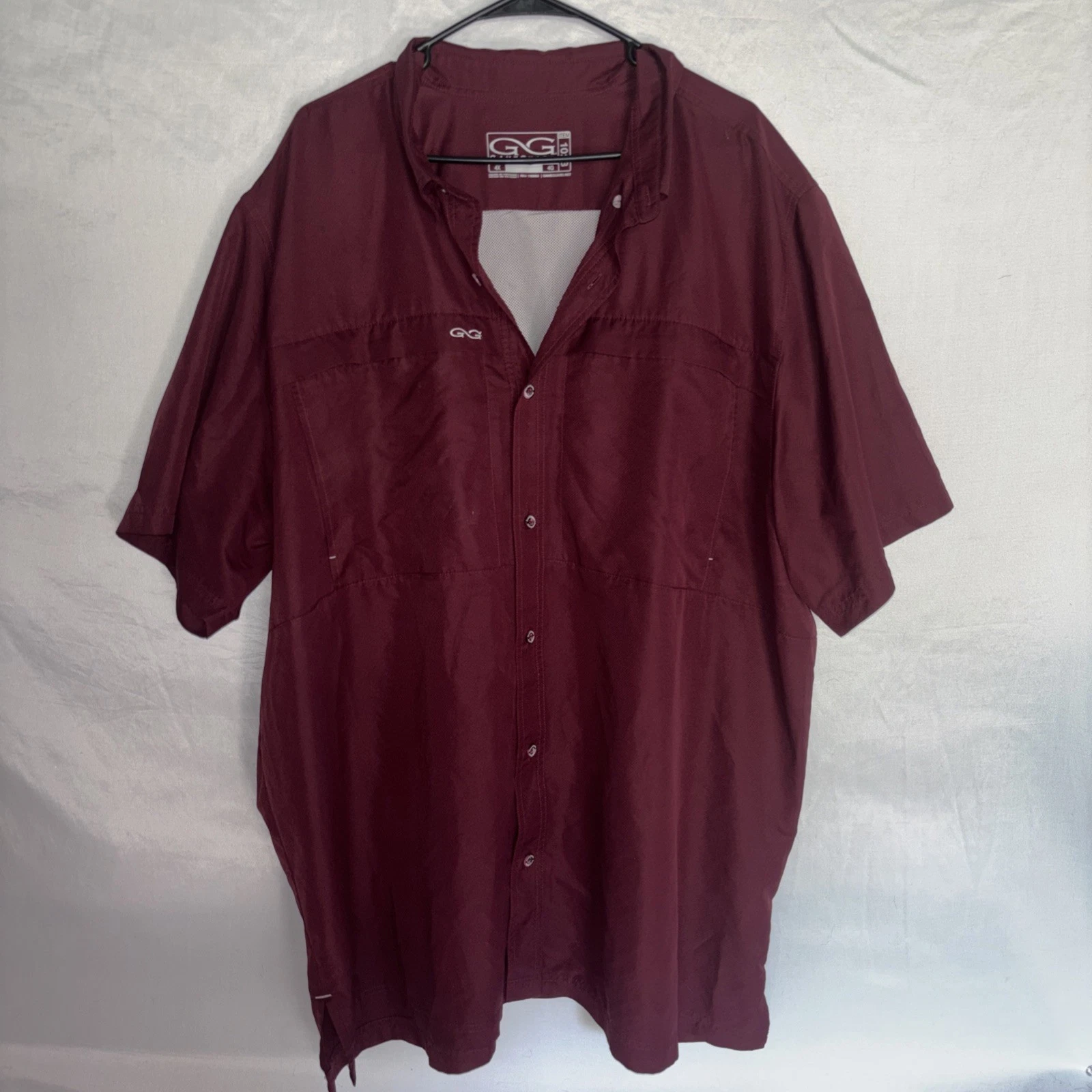 GameGuard GG Maroon Short Sleeve Fishing Shirt 4X Performance Mesh Lined