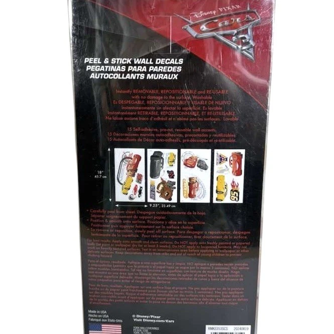 Calcomanías de pared Disney Pixar CARS 3 PELÍCULAS aligeramiento McQueen Mater decoración de sala de carreras Foto 3 de 4