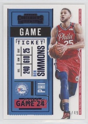 2020-21 Panini Contenders Game Ticket Blue 4/49 Ben Simmons #56 6l7