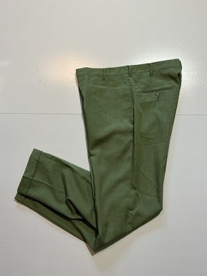 Vintage 70s 80s Levis Sta-Prest Olive Green Cuffed Leisure Trouser