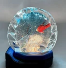 Vintage Murano Glass Art Alfredo Barbini Style Orange Fish Aquarium Paperweight