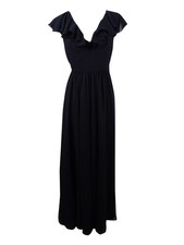 Jill Stuart Women's Ruffle Chiffon Gown (4, Black)
