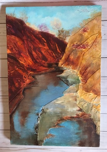 Oil Painting Arizona Southwest Grand Canyon Or Sedona Red Rock River Landscape - Picture 3 of 9