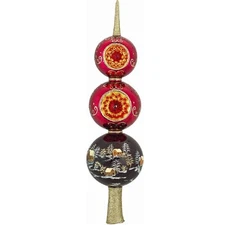 Metzler Brothers Red Russian Finial Polish Glass Christmas Tree Topper 14 Inch