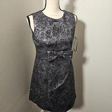 BB Dakota Women's Sleeveless City Lines Shift Dress Size 8 Metallic Black Floral