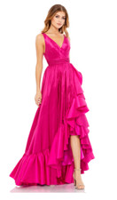 MAC DUGGAL 67835 TAFFETA HI-LOW RUFFLE HEM MAGENTA GOWN  sz 6