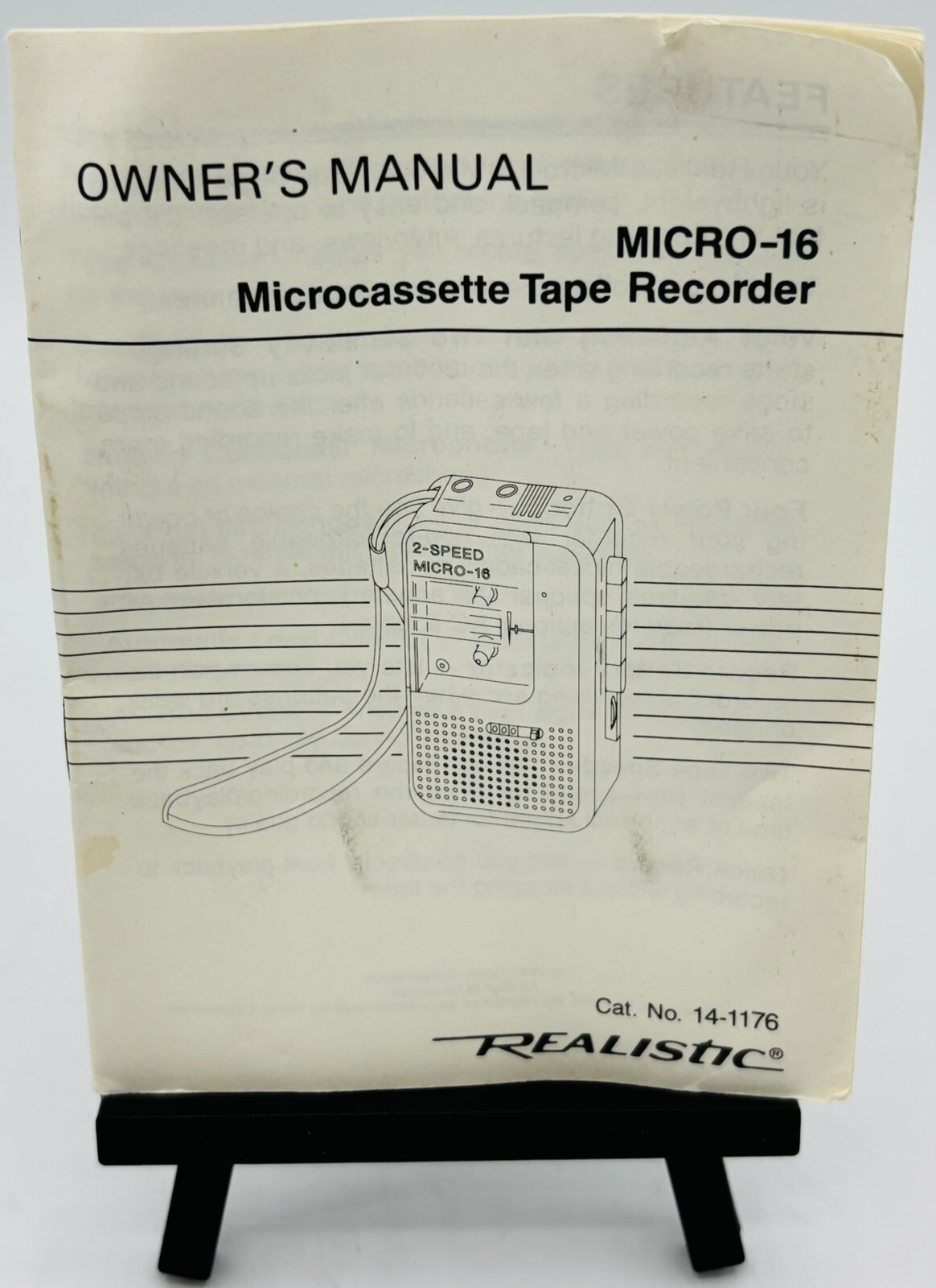 ‘Realistic’ Owner’s Manual for 2-Speed Micro-16 Micro-Cassette Tape Recorder