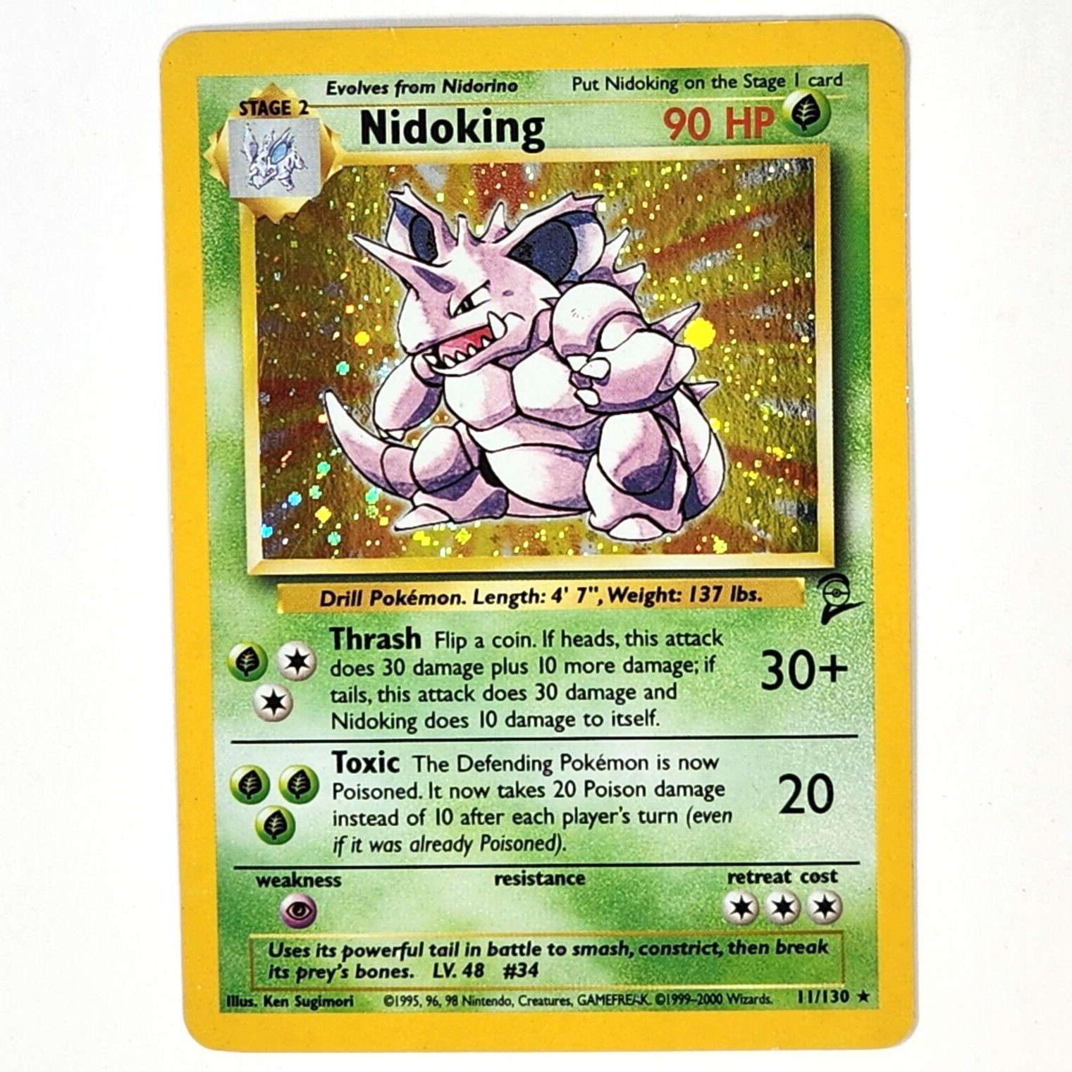 Nidoking 11/130 Pokemon TCG Card Base Set 2 Holo Rare WOTC 1999 LP