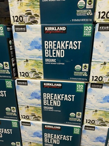 Kirkland Signature Breakfast Blend Organic Light-Roast Coffee K-Cup 120 Pod FRE. - Picture 1 of 8