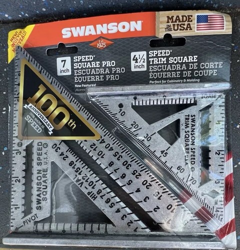 Swanson 7" Speed Square Pro & 4.5" Trim Square ,MADE IN THE USA, *2PACK*✅ - 第 1/2 張圖片