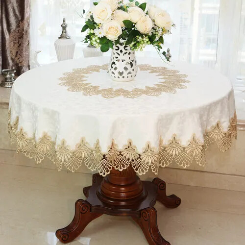 Spitze Tischdecke Pastoral Rund Esstisch Abdeckung Home Stickerei Tischdeko - Bild 14 von 42