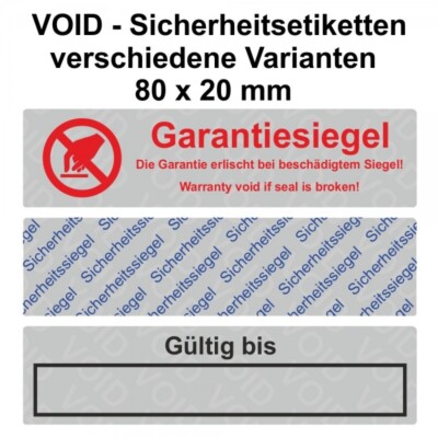 VOID Sicherheitsetiketten Nicht öffnen! - 80x20 Mm Rot (100 Stück)
