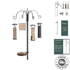 Ultimate Birdfeeding Station with 7ft Wrought Iron Pole - Attract Songbirds