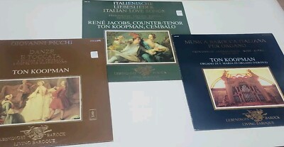 3x Philips LPs Living Baroque Picchi Ton Koopman Jacobs Rossi Italian love songs