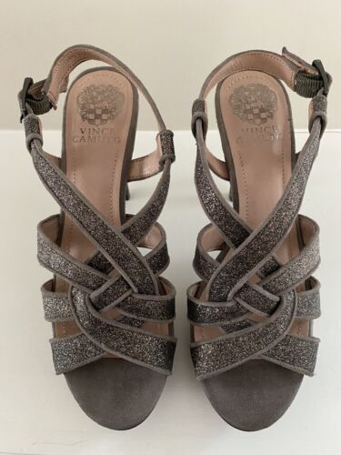 NIB Vince Camuto Tranton Sandle Bronze / Urban Grey Suede Heels Size 8 - Picture 2 of 11