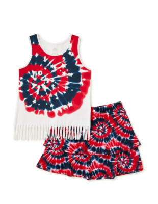NWT Girls 4th of July SIZES 7-8, 10-12, 14-16 Outfit Tank Top & Skirt RED