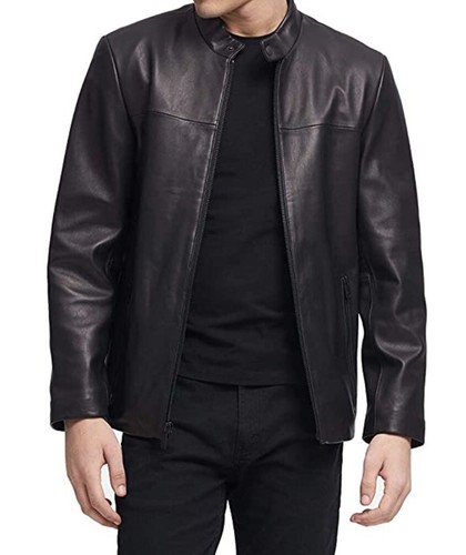 MEN'S DKNY MODERN RACE LEATHER JACKET, SIZE MEDIUM, NAVY BLUE | eBay