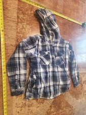 Boston Traders Men  s Small Flannel Hooded Blued Plaid Long Sleeve S42