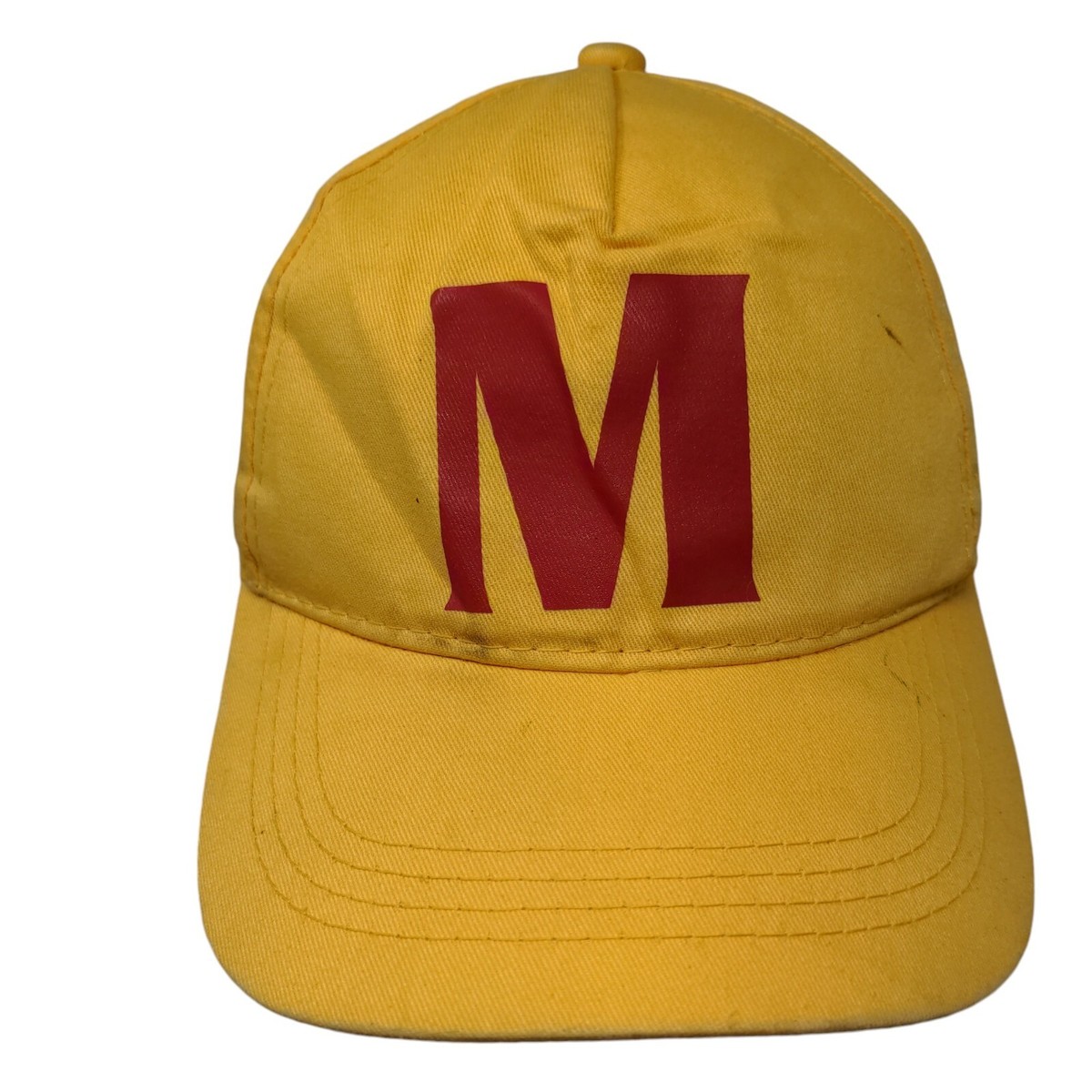 Letter M Snapback Hat Yellow Adult Adjustable Vent Holes Outdoor