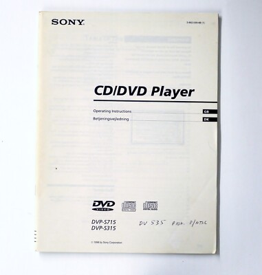 Original SONY DVP-S715 /-S315 CD/DVD-Player Owner's Manual / Bedienungsanleitung