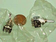 ALCOSWITCH - MINI SWITCH DPDT ON-ON,  Bat Toggle  5A115V MST205N 2 PIECE LOT NEW