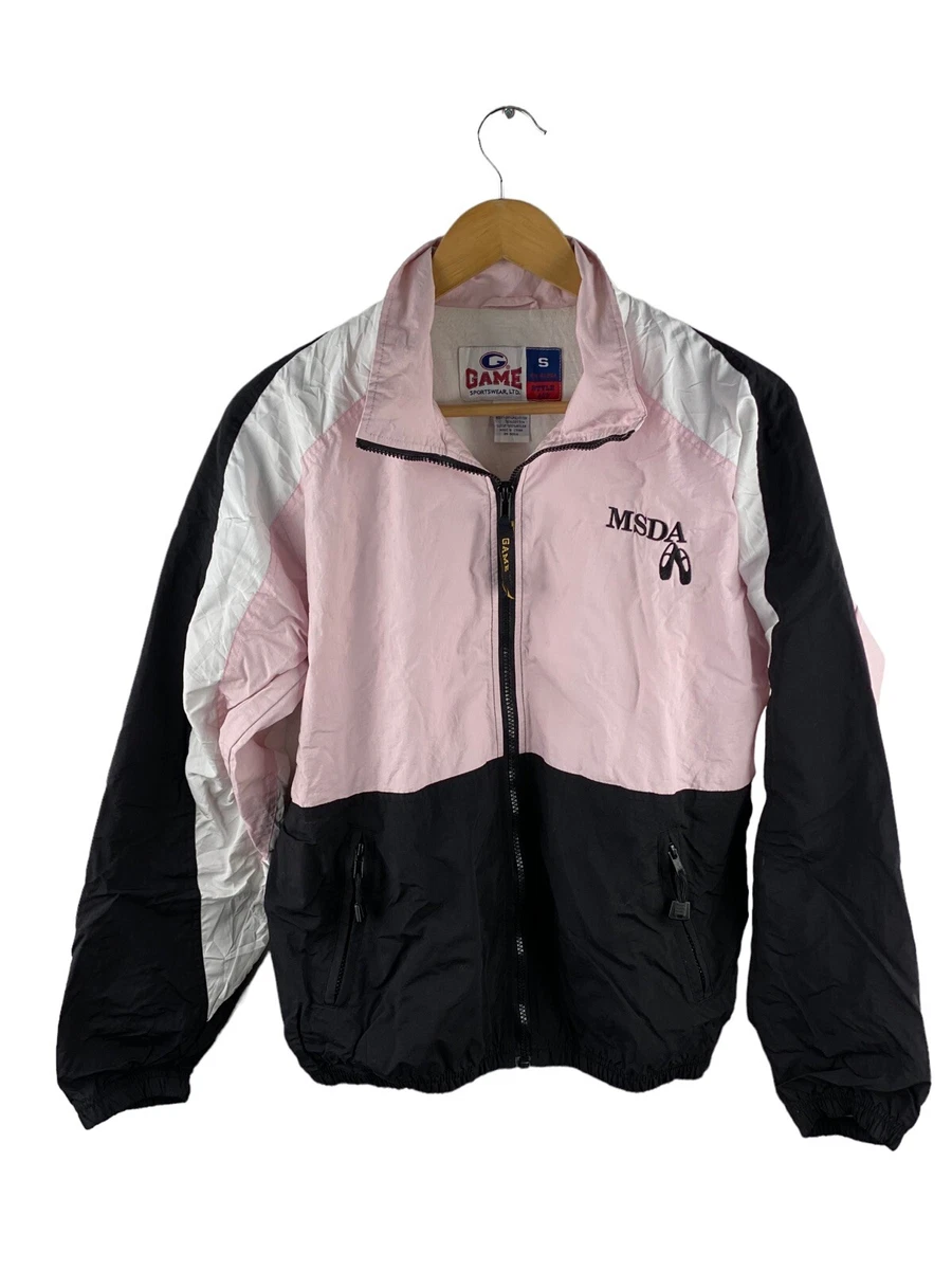 VINTAGE Game Sportswear Parachute Zip Jacket Women Sze S Black Long Sleeve Lined