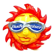 VTG Budweiser Inflatable Sun Sunshine Wearing Sunglasses Hanging Pool Man Cave