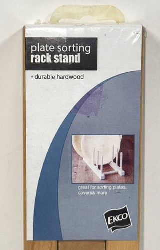 NEW Vintage EKCO Wood Hardwood Plate Lid/Cover Sorting Storage Drying Rack Stand - Picture 2 of 8