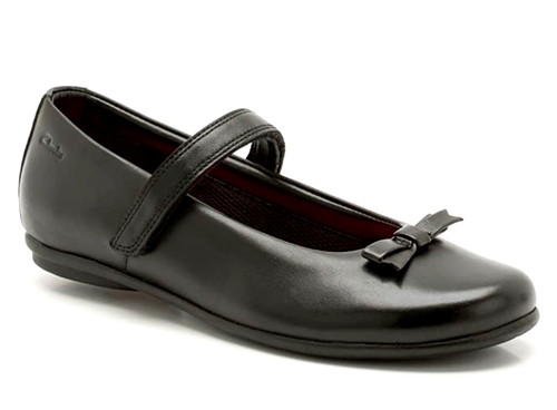 Clarks Daisy Meadow Infant Girls UK 7 E Narrow Black Leather VELCR0 School Shoes