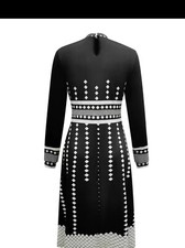 Argyle Print Long Sleeve Knee Casual Dress
