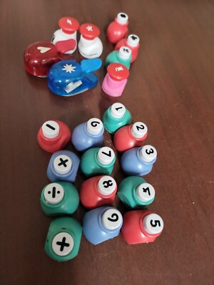 22ct Stamp Cutters Numbers and Symbols 3/8'' Cutouts Paper Punch