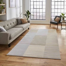 Image of APOLLO ABSTRACT RUGS STRIPED TEXTURED LARGE 3D MODERN GREY/ROSE GREY/NAVY
