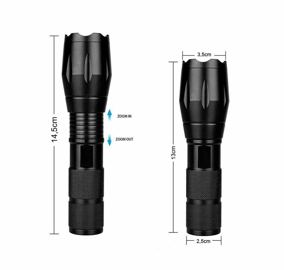 Torcia led cree luce bianca zoom batteria litio ricaricabile caricabatterie - Imagen 3 de 3