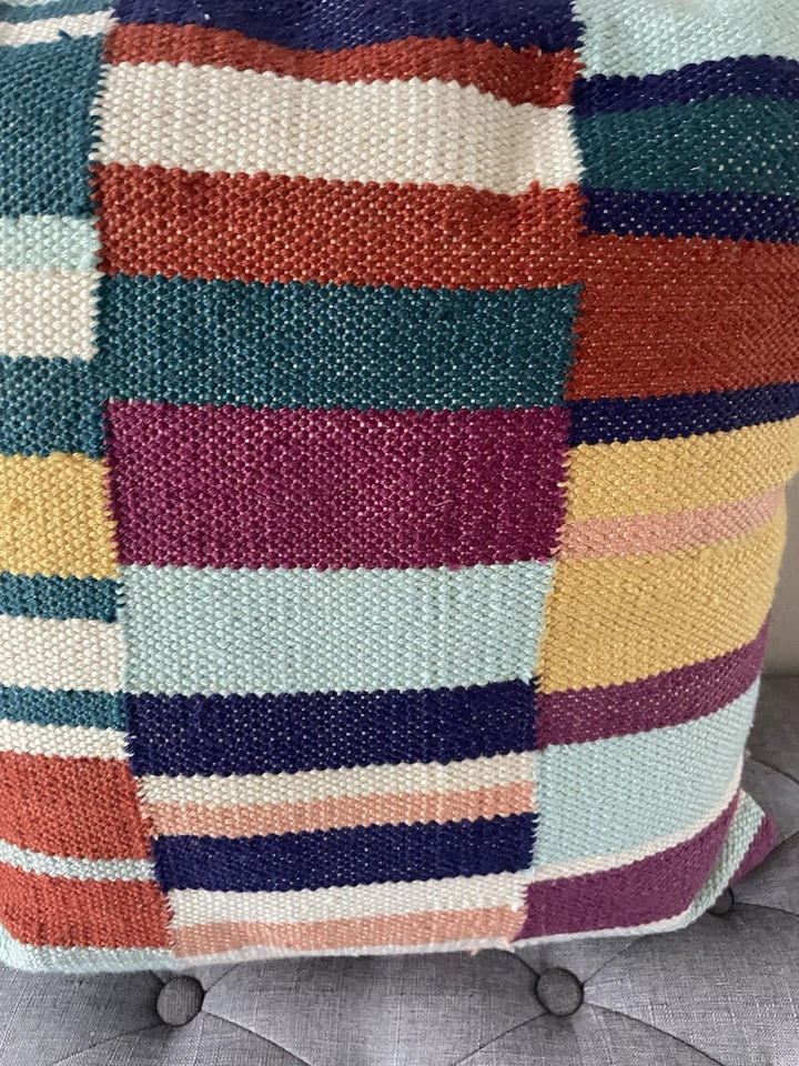 Beautiful Colorful 18” Striped Kilim Pillow Home Decorative Excellent - Image 3 of 4