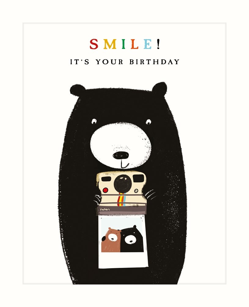 Bear with Camera Smile Birthday Card - The Art File Greeting Card Made in the UK